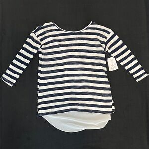 Navy and White Striped Nautical Women’s 3/4 sleeve Tee